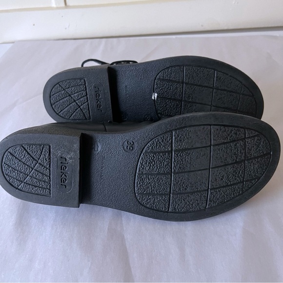 Rieker Ruched Boots Women 39 / 8 Black Leather Comfort Slouchy Booties - Picture 5 of 6